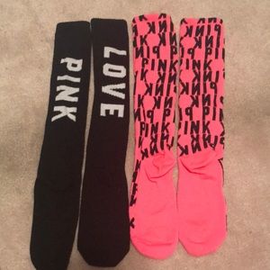 2 sets of Pink by Victoria’s Secret high socks